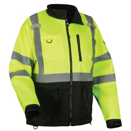 GLOWEAR BY ERGODYNE S Lime Hi-Vis Windbreaker Water-Resistant Jacket 8351